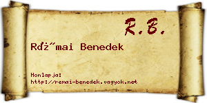 Rémai Benedek névjegykártya
